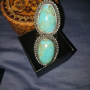HANDCRAFTED 925 STERLING SILVER Kingman Turquoise Gemstone RING
